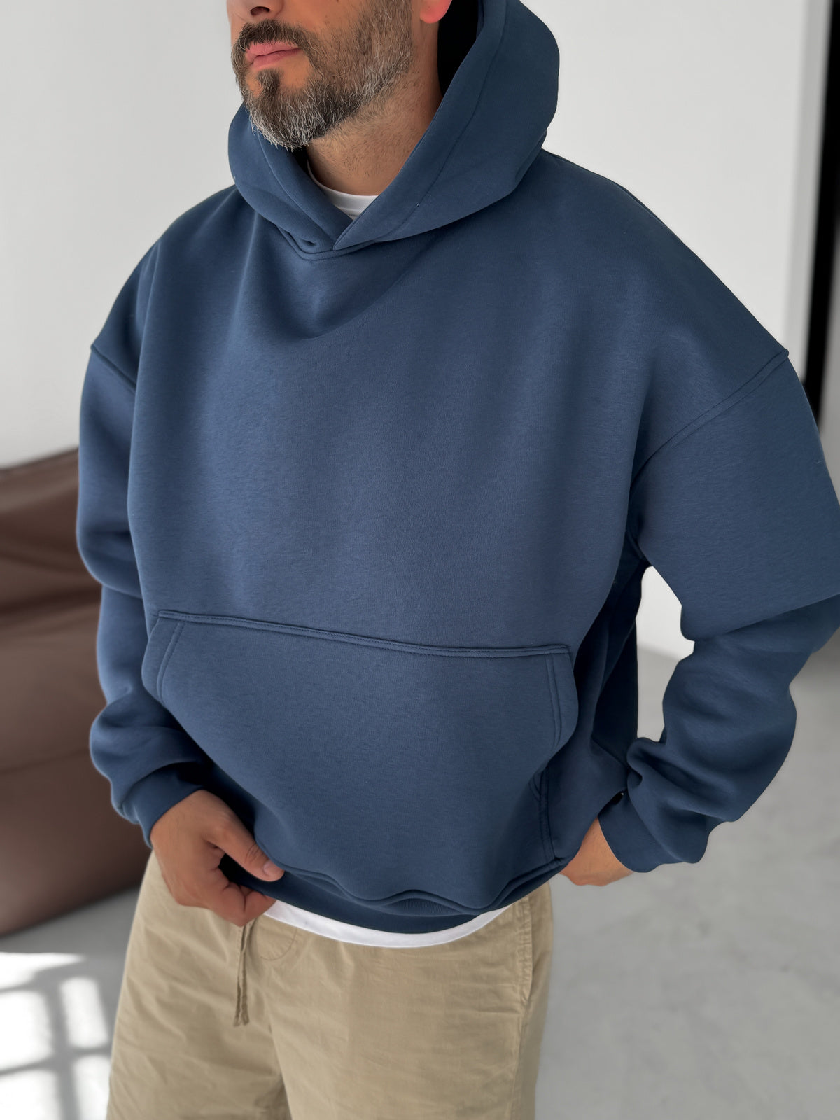 Navy Blue Basic Oversize Hoodie