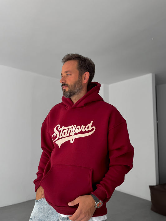 Maroon Stanford Printed Hoodie