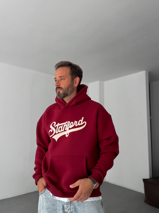 Maroon Stanford Printed Hoodie