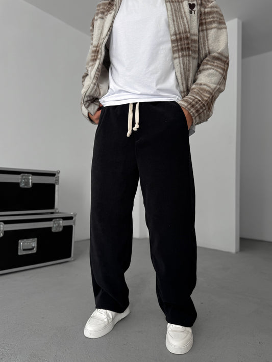 Black Patchwork Velvet Trousers