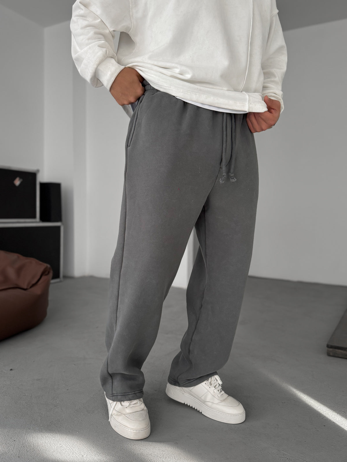 Smoke Grey Denim Tracksuit with Pocket Details
