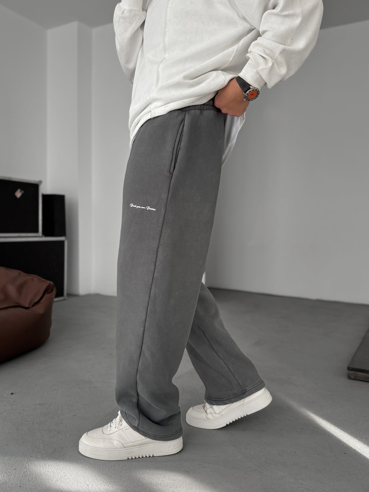 Smoke Grey Denim Tracksuit with Pocket Details