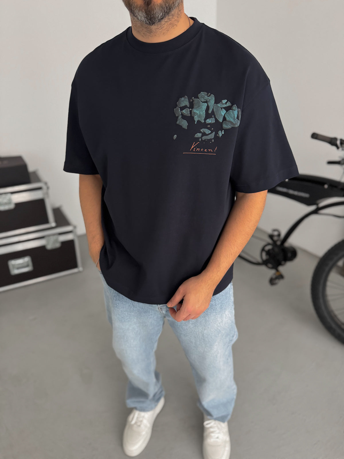 Vincent Van Gogh Oversized T-Shirt - NAVY BLUE