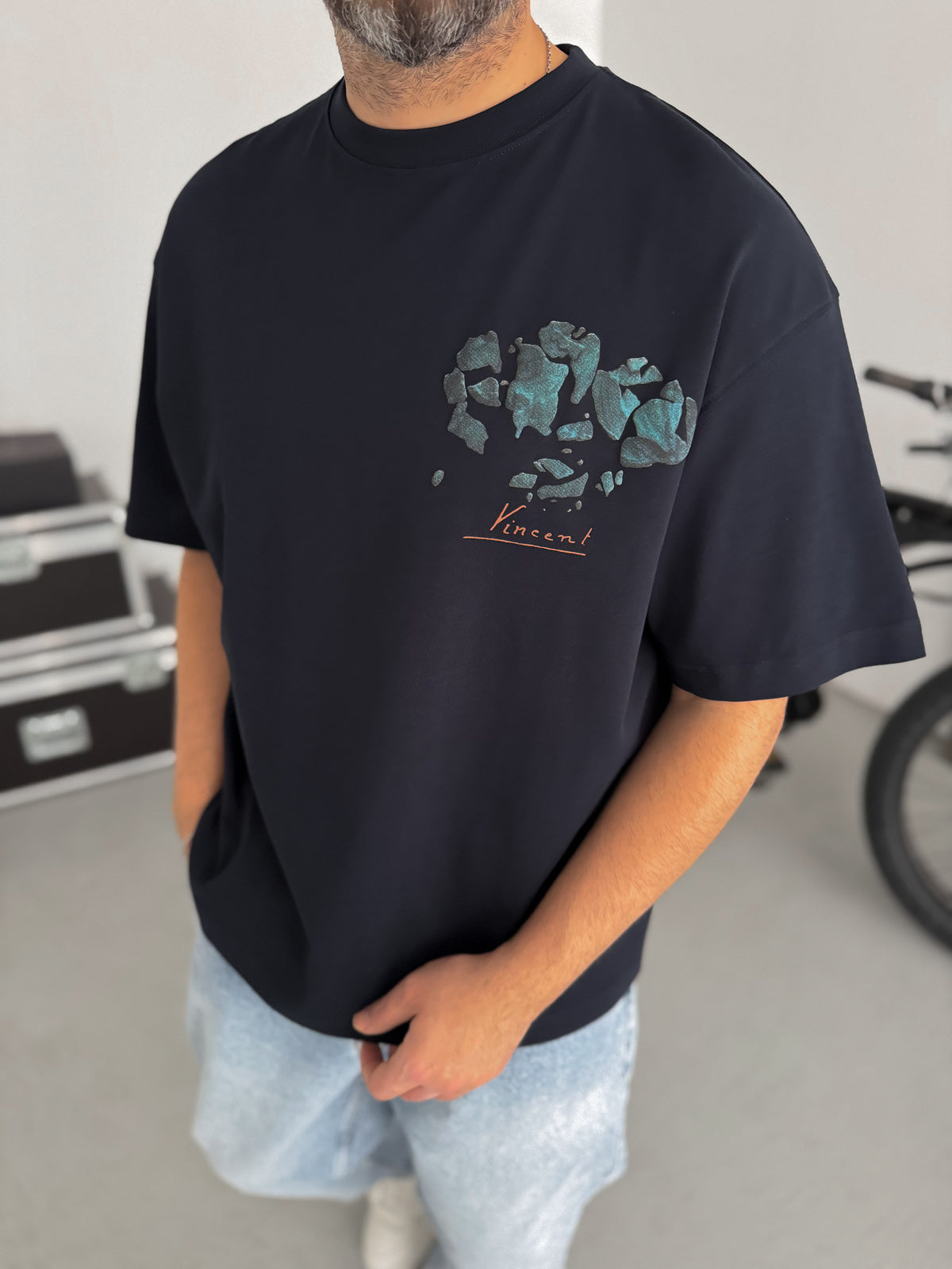 Vincent Van Gogh Oversized T-Shirt - NAVY BLUE