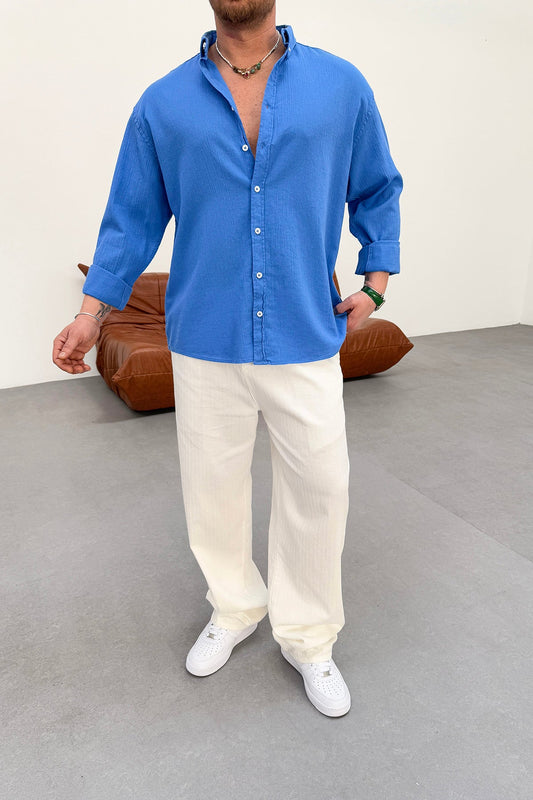 OVERSIZED FRESH LINEN SHIRT • SAX BLUE