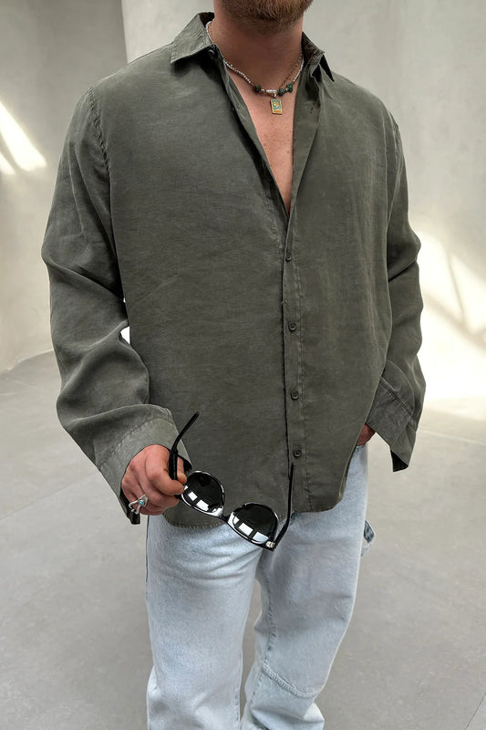 OVERSIZE WASHABLE SHIRT • KHAKI