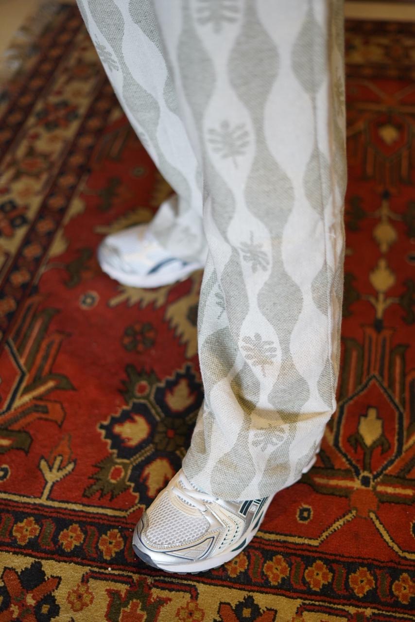 ETHNIC PATTERNED LINEN TROUSERS | KHAKI