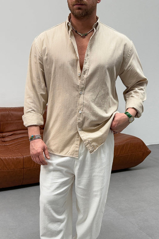 OVERSIZED FRESH LINEN SHIRT • BEIGE