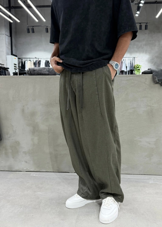 Khaki Gabardine Fabric Super Baggy