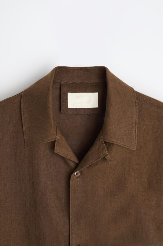 قميص الكتان البني