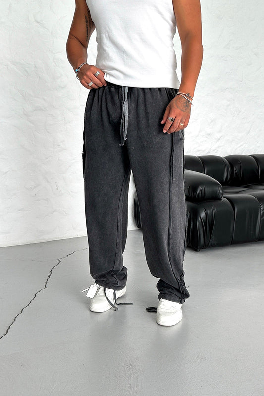 WASHABLE SPECIAL DESIGN SIDE STRIP DETAIL TRACKSUIT • DARK GRAY