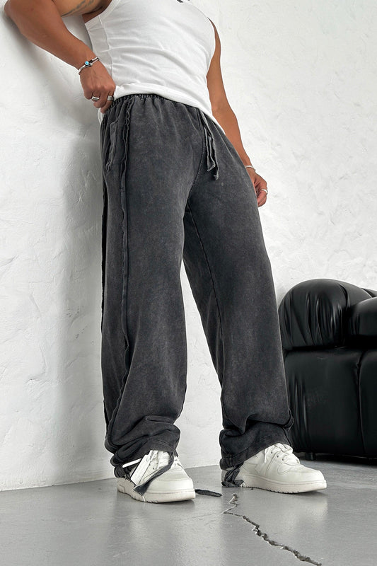 WASHABLE SPECIAL DESIGN SIDE STRIP DETAIL TRACKSUIT • DARK GRAY