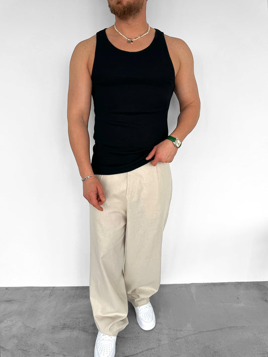 Black Ribbed Tank Top