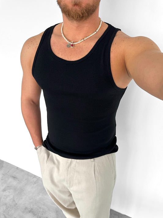 Black Ribbed Tank Top