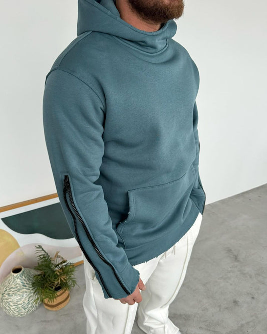Laser Cut Zipper Sweatshirt