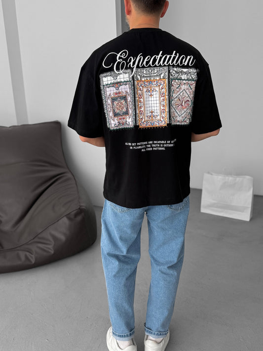 Black Expectation Patch Oversize T-Shirt
