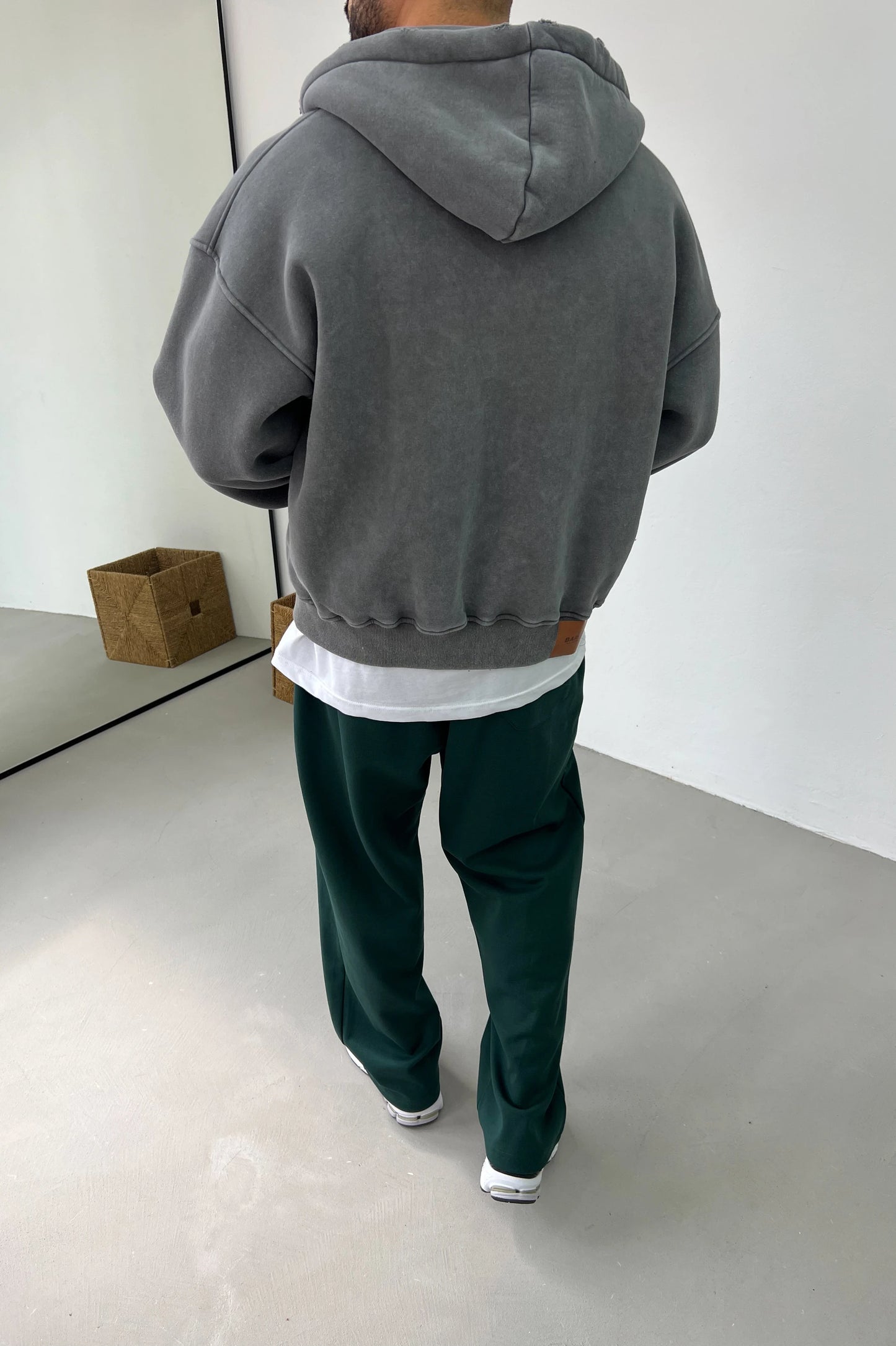 Washable Zippered Oversize Hooded Sweatshirt