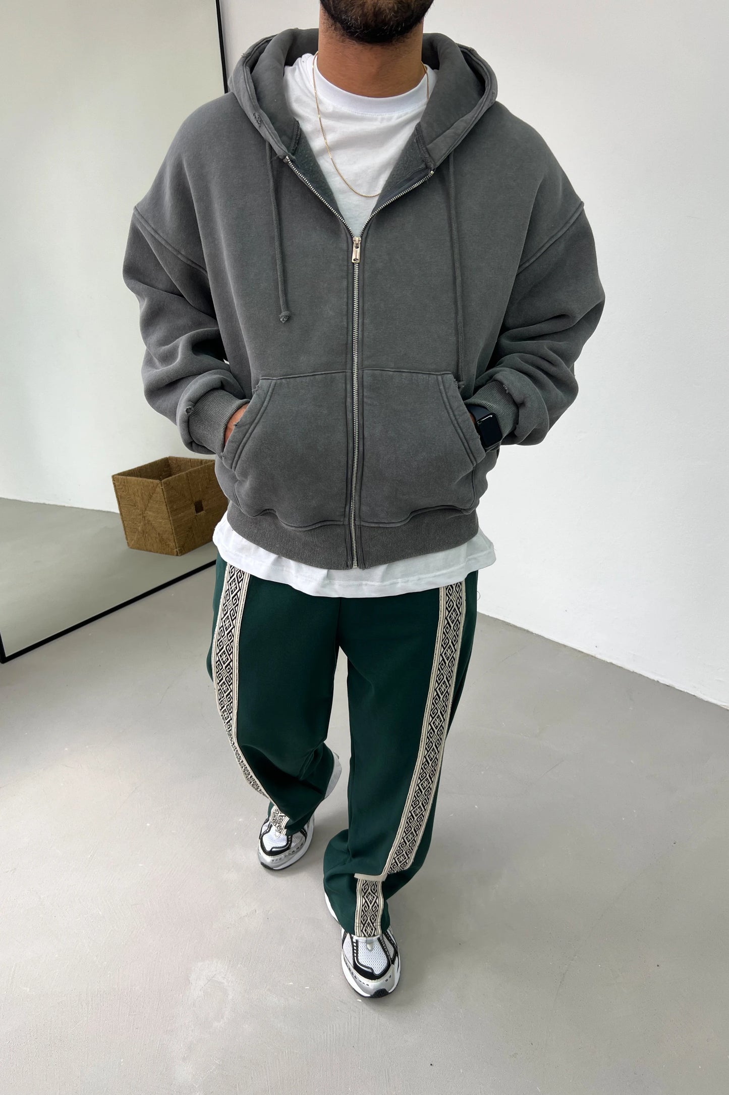 Washable Zippered Oversize Hooded Sweatshirt