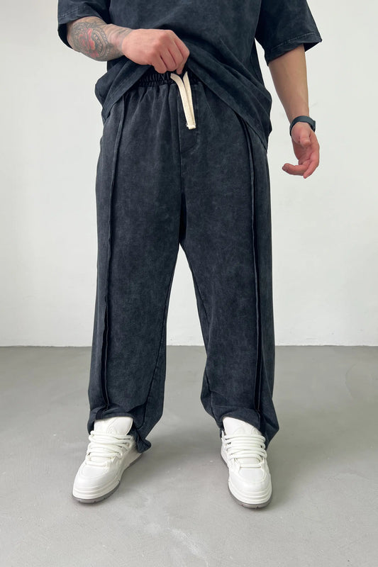 Lightweight Detailed Washable Baggy Tracksuit | GREY