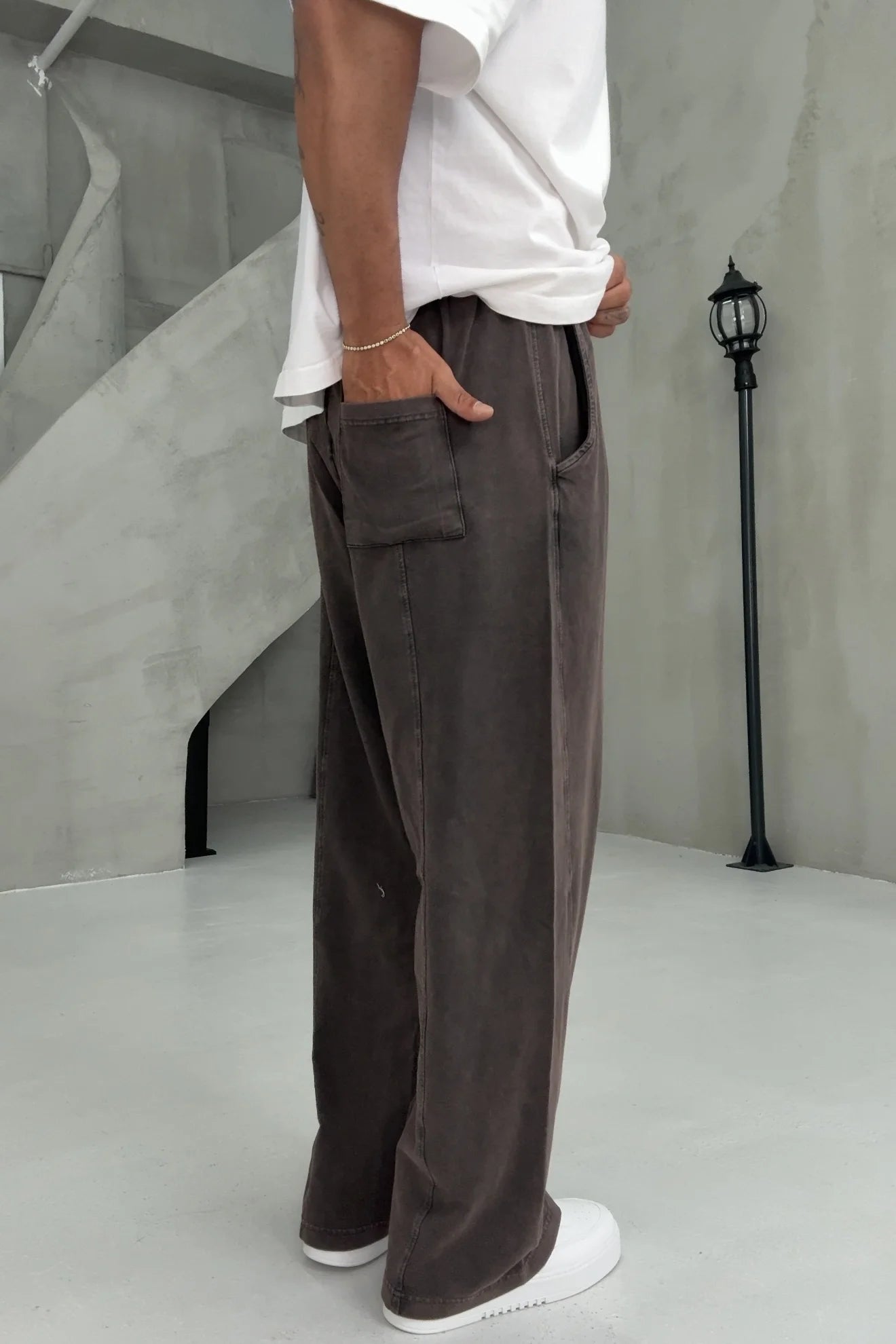 Brown Washed Baggy Pants