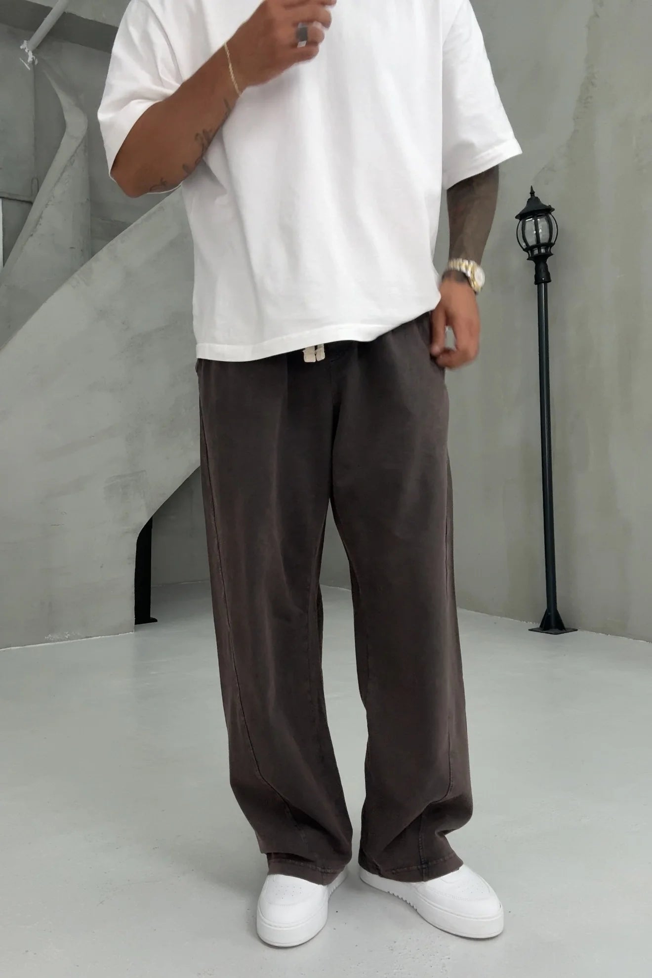 Brown Washed Baggy Pants