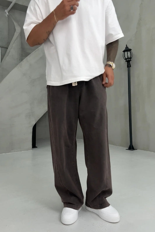 Brown Washed Baggy Pants