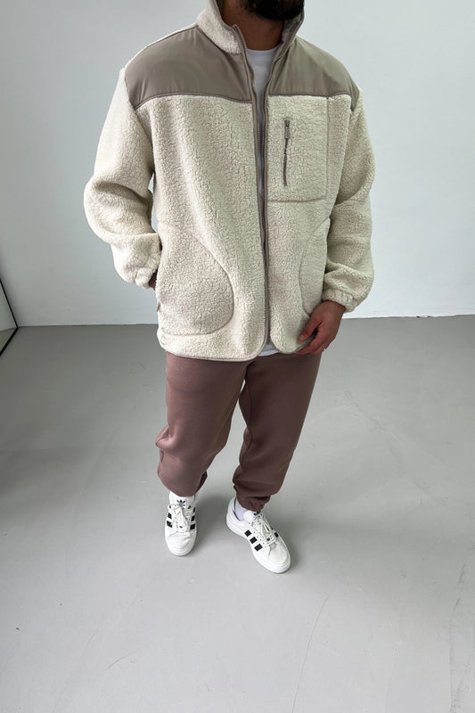 Oversize Beige Plush Jacket