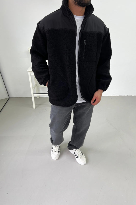 Oversize Black Plush Jacket